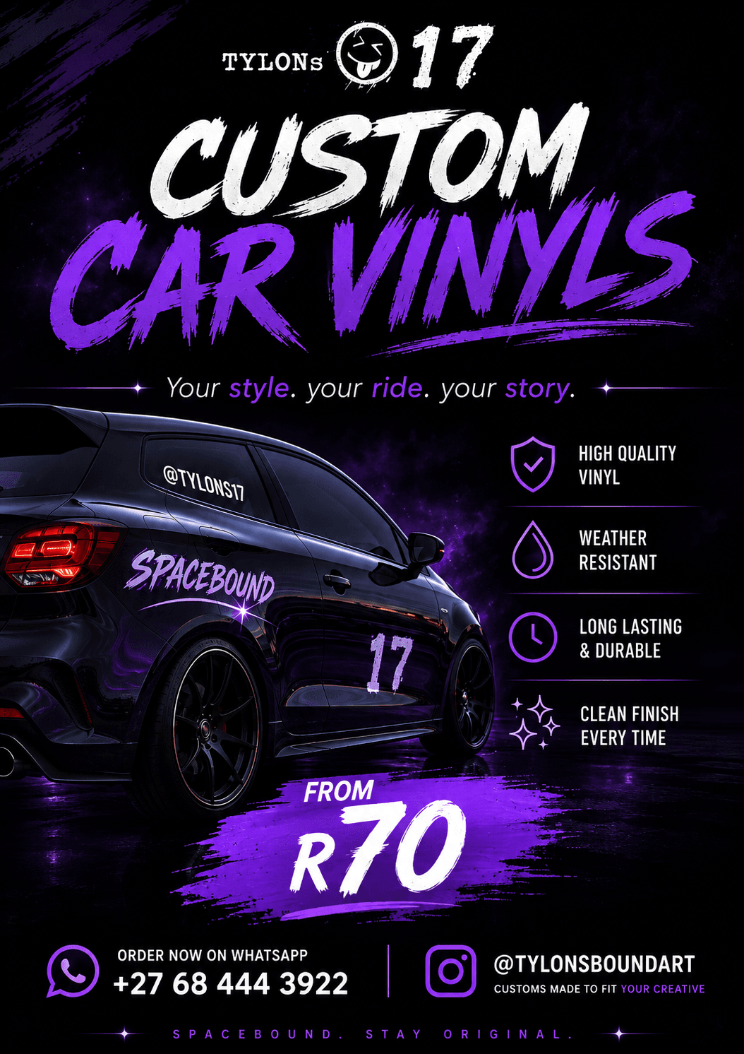 Custom Car Vinyl promotion flyer